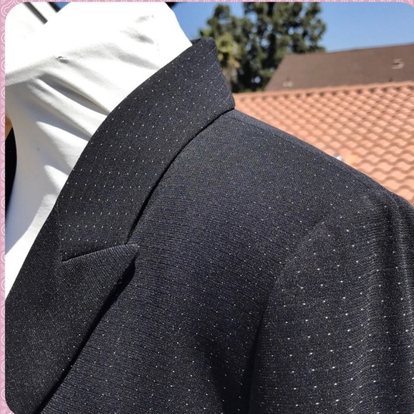 Black Micro Dot Winged Lapel Structured Tahiti Blazer - Picture 6 of 7